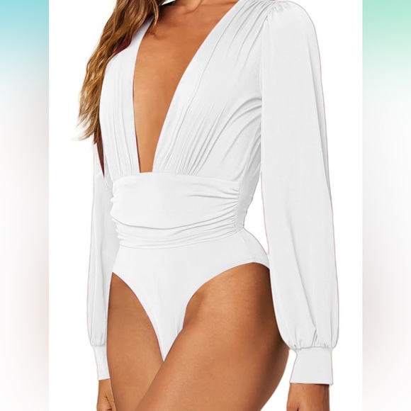 Women's Deep V Neck Long Sleeve - Picture 2 of 4